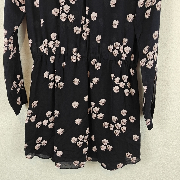 A.L.C. Navy Blue Simona Falling Iris Mini Dress Tie Waist 100% Silk Sz SM - Picture 13 of 15